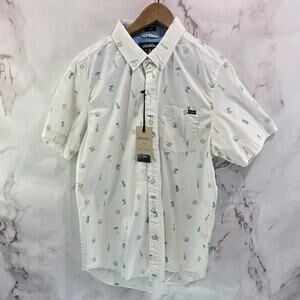 Chubbies Shirt Mens Medium White Button Up Sleeve Friday Sailing Beer No Chaser